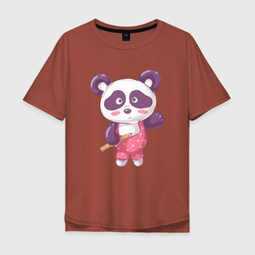 Мужская футболка хлопок Oversize с принтом маленькая милая панда , 100% хлопок | свободный крой, круглый ворот, “спинка” длиннее передней части | девочка | детская | милая | панда | ребенок