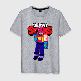 Мужская футболка хлопок с принтом ГРОМ GROM BRAWLSTARS ART в Кировске, 100% хлопок | прямой крой, круглый вырез горловины, длина до линии бедер, слегка спущенное плечо. | brawl | brawl stars | brawlstars | grom | бравлстарс | гром