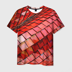 Мужская футболка 3D с принтом Красная спартаковская чешуя в Белгороде, 100% полиэфир | прямой крой, круглый вырез горловины, длина до линии бедер | абстрактное | открытие арена | рпл | спартак | спартак москва | фанам спартака | футбол | чешуя