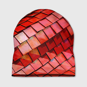 Шапка 3D с принтом Красная спартаковская чешуя в Белгороде, 100% полиэстер | универсальный размер, печать по всей поверхности изделия | абстрактное | открытие арена | рпл | спартак | спартак москва | фанам спартака | футбол | чешуя