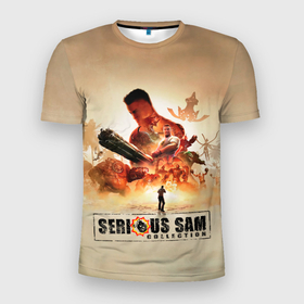 Мужская футболка 3D Slim с принтом Серьёзные Сэмы в Санкт-Петербурге, 100% полиэстер с улучшенными характеристиками | приталенный силуэт, круглая горловина, широкие плечи, сужается к линии бедра | game | games | serios sam | serious sam | игра | игры | серьёзный сем | серьёзный сэм