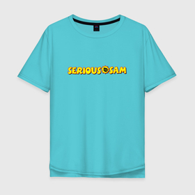 Мужская футболка хлопок Oversize с принтом Logo Serious Sam в Новосибирске, 100% хлопок | свободный крой, круглый ворот, “спинка” длиннее передней части | game | games | serios sam | serious sam | игра | игры | серьёзный сем | серьёзный сэм