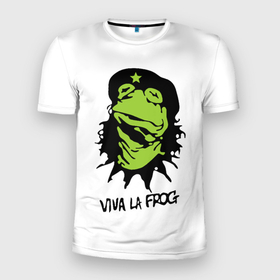 Мужская футболка 3D Slim с принтом Viva la революция в Тюмени, 100% полиэстер с улучшенными характеристиками | приталенный силуэт, круглая горловина, широкие плечи, сужается к линии бедра | кастро | лягушка | революция | фидель