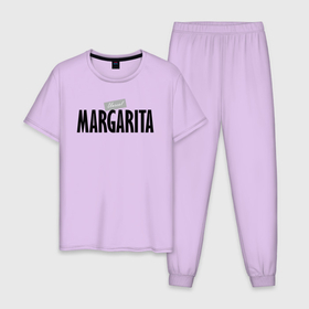 Мужская пижама хлопок с принтом Unreal Margarita , 100% хлопок | брюки и футболка прямого кроя, без карманов, на брюках мягкая резинка на поясе и по низу штанин
 | margarita | motto | name | slogan | девиз | имя | лозунг | маргарита | слоган
