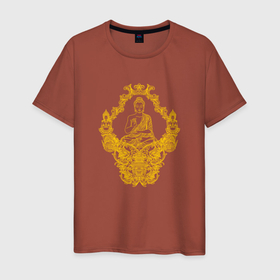 Мужская футболка хлопок с принтом Будда | Йога и фитнесс в Новосибирске, 100% хлопок | прямой крой, круглый вырез горловины, длина до линии бедер, слегка спущенное плечо. | бог | божество | будда | буддизм | йога | медитация | спорт | фитнесс