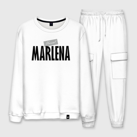 Мужской костюм хлопок с принтом Unreal Marlena в городе Новоалтайск, 100% хлопок | на свитшоте круглая горловина, мягкая резинка по низу. Брюки заужены к низу, на них два вида карманов: два “обычных” по бокам и два объемных, с клапанами, расположенные ниже линии бедра. Брюки с мягкой трикотажной резинкой на поясе и по низу штанин. В поясе для дополнительного комфорта — широкие завязки | marlena | motto | name | slogan | девиз | имя | лозунг | марлена | слоган