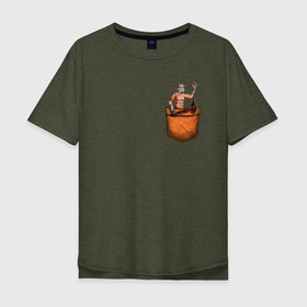 Мужская футболка хлопок Oversize с принтом Крэйг в кармане в Белгороде, 100% хлопок | свободный крой, круглый ворот, “спинка” длиннее передней части | borderlands | game | games | борда | бордерлендс | игра | игры