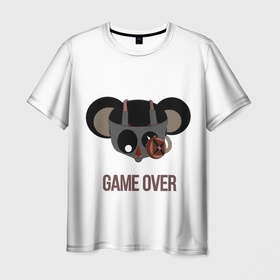 Мужская футболка 3D с принтом GAME MOUS STOP в Санкт-Петербурге, 100% полиэфир | прямой крой, круглый вырез горловины, длина до линии бедер | game mous stop | game over | mouse | конец игры | мышь