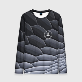 Мужской лонгслив 3D с принтом Mercedes Benz pattern в Екатеринбурге, 100% полиэстер | длинные рукава, круглый вырез горловины, полуприлегающий силуэт | germany | mercedes | pattern | prestige | германия | мерседес | престиж | узор