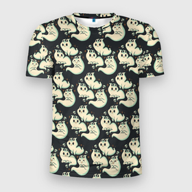Мужская футболка 3D Slim с принтом Котики приведения в Кировске, 100% полиэстер с улучшенными характеристиками | приталенный силуэт, круглая горловина, широкие плечи, сужается к линии бедра | котики | котэ | кошки | приведения