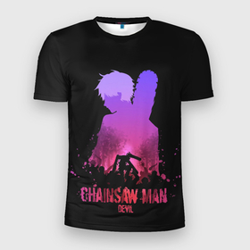 Мужская футболка 3D Slim с принтом Chainsaw Man Дэндзи в Петрозаводске, 100% полиэстер с улучшенными характеристиками | приталенный силуэт, круглая горловина, широкие плечи, сужается к линии бедра | chainsaw man | power | бензопила | дэндзи | потита | человекбензопила