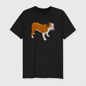 Мужская футболка хлопок Slim с принтом Английский бульдог рисунок собаки , 92% хлопок, 8% лайкра | приталенный силуэт, круглый вырез ворота, длина до линии бедра, короткий рукав | dog | english bulldog | pet | английский бульдог | бульдог | домашние животные | питомец | порода | рыжий | собака | стоящая собака