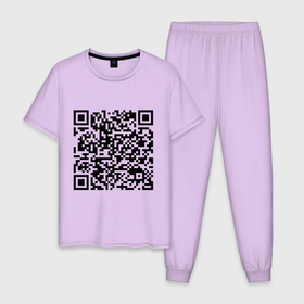 Мужская пижама хлопок с принтом QR код Скала Джонсон в Новосибирске, 100% хлопок | брюки и футболка прямого кроя, без карманов, на брюках мягкая резинка на поясе и по низу штанин
 | qr | код | мемы | приколы | скала джонсон