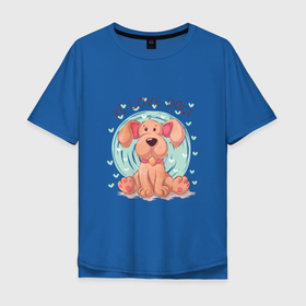 Мужская футболка хлопок Oversize с принтом Я люблю собак в Белгороде, 100% хлопок | свободный крой, круглый ворот, “спинка” длиннее передней части | cute | dog | woof | гав | забавный | пес | песель | песик | смешной | собака | собачка | щенок