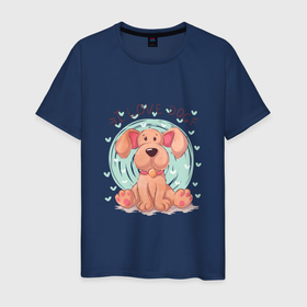 Мужская футболка хлопок с принтом Я люблю собак в Тюмени, 100% хлопок | прямой крой, круглый вырез горловины, длина до линии бедер, слегка спущенное плечо. | cute | dog | woof | гав | забавный | пес | песель | песик | смешной | собака | собачка | щенок