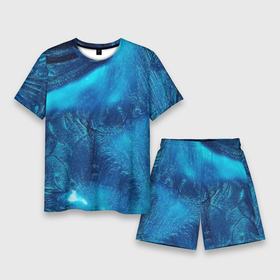 Мужской костюм с шортами 3D с принтом Синий абстрактный фон в Рязани,  |  | абстракция | арт | краска | мрамор | синий | синяя текстура | текстура