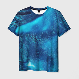 Мужская футболка 3D с принтом Синий абстрактный фон в Курске, 100% полиэфир | прямой крой, круглый вырез горловины, длина до линии бедер | абстракция | арт | краска | мрамор | синий | синяя текстура | текстура