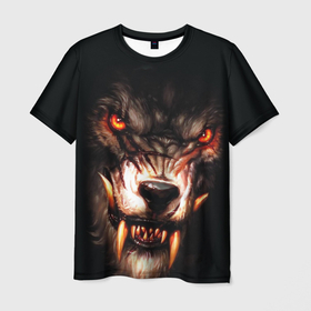 Мужская футболка 3D с принтом оскал оборотня в Белгороде, 100% полиэфир | прямой крой, круглый вырез горловины, длина до линии бедер | werewolf | wolf | вервульф | волк | клыки | оборотень | оскал | ярость