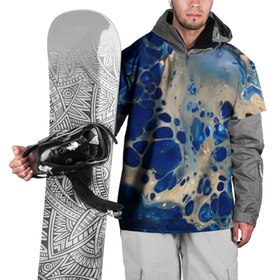 Накидка на куртку 3D с принтом синие разводы на воде в Белгороде, 100% полиэстер |  | blue | drawing | paint | texture | арт | краска | рисунок | синий | синий фон | текстура