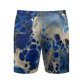 Мужские шорты спортивные с принтом синие разводы на воде в Курске,  |  | blue | drawing | paint | texture | арт | краска | рисунок | синий | синий фон | текстура