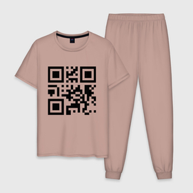 Мужская пижама хлопок с принтом Отстань в Белгороде, 100% хлопок | брюки и футболка прямого кроя, без карманов, на брюках мягкая резинка на поясе и по низу штанин
 | hype | motto | phrase | qr code | slogan | девиз | кьюар код | мат | слоган | фраза | хайп