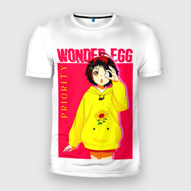 Мужская футболка 3D Slim с принтом Priority Wonder Egg в Новосибирске, 100% полиэстер с улучшенными характеристиками | приталенный силуэт, круглая горловина, широкие плечи, сужается к линии бедра | Тематика изображения на принте: ai | ai ohto | ai ooto | egg | ohto | ooto | priority | wonder | wonder egg priority | ай | ай ото | ай отто | аниме | манга | ото | отто | приоритет чудояйца