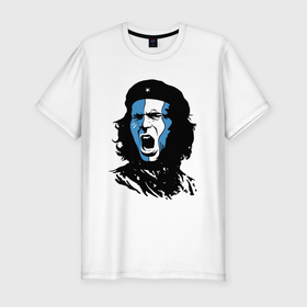 Мужская футболка хлопок Slim с принтом Силуэт Че Гевары в Белгороде, 92% хлопок, 8% лайкра | приталенный силуэт, круглый вырез ворота, длина до линии бедра, короткий рукав | кастро | коммунизм | куба | патриотическое | че гевара