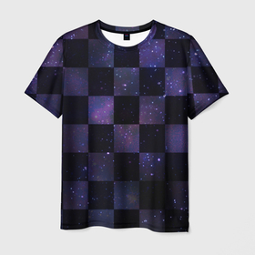Мужская футболка 3D с принтом Space Neon Chessboard , 100% полиэфир | прямой крой, круглый вырез горловины, длина до линии бедер | chessboard | neon | space | stars | звезды | космос | неон | шахматы