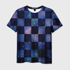 Мужская футболка 3D с принтом Space Neon Neon Chessboard в Петрозаводске, 100% полиэфир | прямой крой, круглый вырез горловины, длина до линии бедер | chessboard | neon | space | stars | звезды | космос | неон | шахматы
