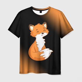 Мужская футболка 3D с принтом FOX   Градиент , 100% полиэфир | прямой крой, круглый вырез горловины, длина до линии бедер | Тематика изображения на принте: fox | foxy | градиент | животные | лиенок | лис | лиса | лисами | лисий | лисичка | лисичкой | лисой | лисы | милая | милота | милые | рыжая | рыжие