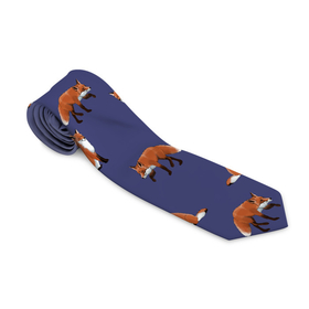 Галстук 3D с принтом Акварельные лисы паттерн в Новосибирске, 100% полиэстер | Длина 148 см; Плотность 150-180 г/м2 | Тематика изображения на принте: fox | foxes | pattern | акварель | акварельная лиса | акварельный рисунок | лесные звери | лисички | лисы | оранжевый | паттерн | синий