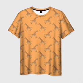 Мужская футболка 3D с принтом Жирафы паттерн в Петрозаводске, 100% полиэфир | прямой крой, круглый вырез горловины, длина до линии бедер | giraffa | pattern | африка | африканские животные | бегущий жираф | жара | жираф | жирафы | зной | зоопарк | крупные звери | парнокопытное | паттерн