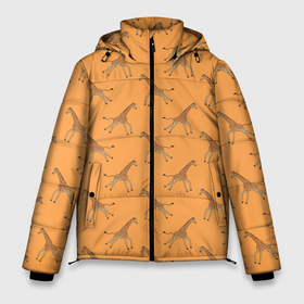 Мужская зимняя куртка 3D с принтом Жирафы паттерн в Тюмени, верх — 100% полиэстер; подкладка — 100% полиэстер; утеплитель — 100% полиэстер | длина ниже бедра, свободный силуэт Оверсайз. Есть воротник-стойка, отстегивающийся капюшон и ветрозащитная планка. 

Боковые карманы с листочкой на кнопках и внутренний карман на молнии. | giraffa | pattern | африка | африканские животные | бегущий жираф | жара | жираф | жирафы | зной | зоопарк | крупные звери | парнокопытное | паттерн