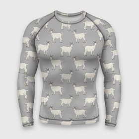 Мужской рашгард 3D с принтом Козлята паттерн ,  |  | goat | pattern | домашний скот | животные | козел | паттерн | приглушенные цвета | серый