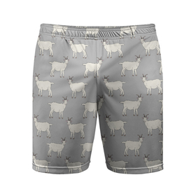 Мужские шорты спортивные с принтом Козлята паттерн ,  |  | goat | pattern | домашний скот | животные | козел | паттерн | приглушенные цвета | серый