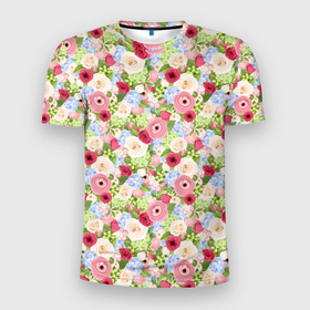 Мужская футболка 3D Slim с принтом Разные Красивые Цветы в Новосибирске, 100% полиэстер с улучшенными характеристиками | приталенный силуэт, круглая горловина, широкие плечи, сужается к линии бедра | 8 марта | аромат | афродита | букет | весна | жена | женский день | запах | красота | купидон | ландшафтный дизайнер | лилии | луг | любимая | любовь | мама | отношения | подарок девушке | подарок маме