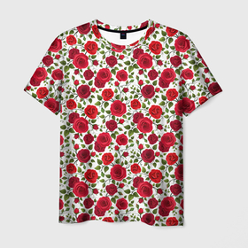 Мужская футболка 3D с принтом Красивые Красные Розы , 100% полиэфир | прямой крой, круглый вырез горловины, длина до линии бедер | 8 марта | аромат | афродита | букет | весна | влюбленность | жена | женский день | запах | красота | купидон | ландшафтный дизайнер | луг | любимая | любовь | мама | отношения | подарок девушке