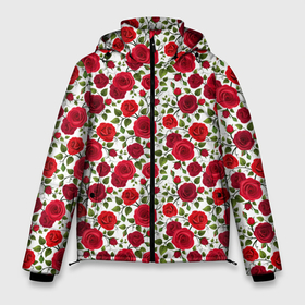 Мужская зимняя куртка 3D с принтом Красивые Красные Розы в Новосибирске, верх — 100% полиэстер; подкладка — 100% полиэстер; утеплитель — 100% полиэстер | длина ниже бедра, свободный силуэт Оверсайз. Есть воротник-стойка, отстегивающийся капюшон и ветрозащитная планка. 

Боковые карманы с листочкой на кнопках и внутренний карман на молнии. | Тематика изображения на принте: 8 марта | аромат | афродита | букет | весна | влюбленность | жена | женский день | запах | красота | купидон | ландшафтный дизайнер | луг | любимая | любовь | мама | отношения | подарок девушке