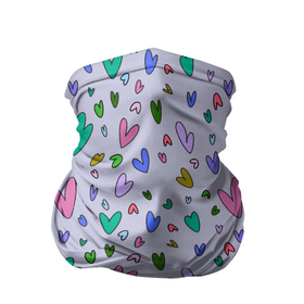Бандана-труба 3D с принтом Сиреневые сердечки в Белгороде, 100% полиэстер, ткань с особыми свойствами — Activecool | плотность 150‒180 г/м2; хорошо тянется, но сохраняет форму | зелёные сердечки | пастельные цвета | пижама в сердечках | разноцветные сердечки | розовые сердечки | сердечки | сиреневые сердечки