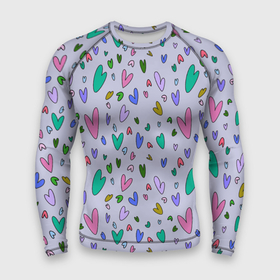 Мужской рашгард 3D с принтом Сиреневые сердечки в Белгороде,  |  | зелёные сердечки | пастельные цвета | пижама в сердечках | разноцветные сердечки | розовые сердечки | сердечки | сиреневые сердечки