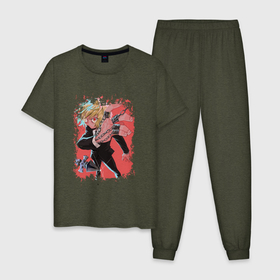 Мужская пижама хлопок с принтом Злой Курапика , 100% хлопок | брюки и футболка прямого кроя, без карманов, на брюках мягкая резинка на поясе и по низу штанин
 | anime | gekijouban hunter x hunter | hunter  hunter | аниме | анимэ | курапика | хантер х хантер