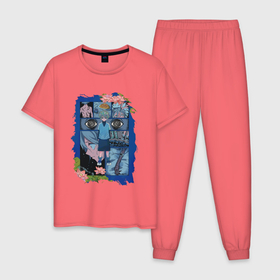 Мужская пижама хлопок с принтом Киллуа art в Санкт-Петербурге, 100% хлопок | брюки и футболка прямого кроя, без карманов, на брюках мягкая резинка на поясе и по низу штанин
 | anime | gekijouban hunter x hunter | hunter  hunter | аниме | анимэ | хантер х хантер