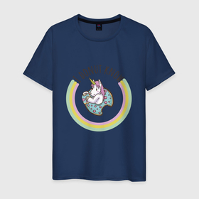 Мужская футболка хлопок с принтом I donut know в Новосибирске, 100% хлопок | прямой крой, круглый вырез горловины, длина до линии бедер, слегка спущенное плечо. | horse | kawaii | unicorn | единорог | единорожка | конь | лошадь | пони | радуга | рог | цветной