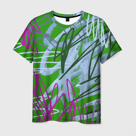 Мужская футболка 3D с принтом Graffiti with vitamins , 100% полиэфир | прямой крой, круглый вырез горловины, длина до линии бедер | абстракция | графика | граффити | зеленый | рисунок