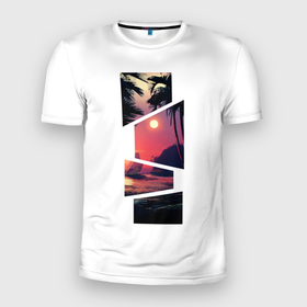 Мужская футболка 3D Slim с принтом Сайдинг Пальма в Екатеринбурге, 100% полиэстер с улучшенными характеристиками | приталенный силуэт, круглая горловина, широкие плечи, сужается к линии бедра | gfkmvf | gfkmvs | rockstar | пальма | пальмы | рокстар | сайдинг