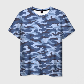 Мужская футболка 3D с принтом Синий Камуфляж (Camouflage) , 100% полиэфир | прямой крой, круглый вырез горловины, длина до линии бедер | camouflage | армия | боец | ввс | вдв | вмф | военный камуфляж | воин | война | гру | десантник | дшб | камуфляж | кгб | маскировка | масхалат | мвд | милитари | мчс | омон | охота | охрана | патриот | пво