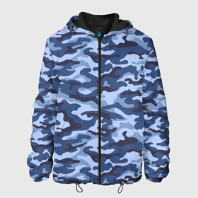 Мужская куртка 3D с принтом Синий Камуфляж (Camouflage) в Тюмени, ткань верха — 100% полиэстер, подклад — флис | прямой крой, подол и капюшон оформлены резинкой с фиксаторами, два кармана без застежек по бокам, один большой потайной карман на груди. Карман на груди застегивается на липучку | camouflage | армия | боец | ввс | вдв | вмф | военный камуфляж | воин | война | гру | десантник | дшб | камуфляж | кгб | маскировка | масхалат | мвд | милитари | мчс | омон | охота | охрана | патриот | пво