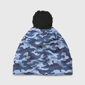 Шапка 3D c помпоном с принтом Синий Камуфляж (Camouflage) в Новосибирске, 100% полиэстер | универсальный размер, печать по всей поверхности изделия | Тематика изображения на принте: camouflage | армия | боец | ввс | вдв | вмф | военный камуфляж | воин | война | гру | десантник | дшб | камуфляж | кгб | маскировка | масхалат | мвд | милитари | мчс | омон | охота | охрана | патриот | пво