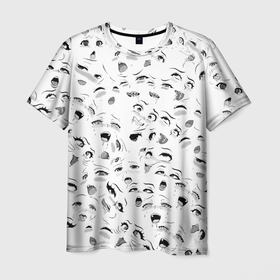 Мужская футболка 3D с принтом Ахегао без границ в Санкт-Петербурге, 100% полиэфир | прямой крой, круглый вырез горловины, длина до линии бедер | Тематика изображения на принте: ahegao | anime | manga | аниме | ахегао | коллаж | манга | паттерн