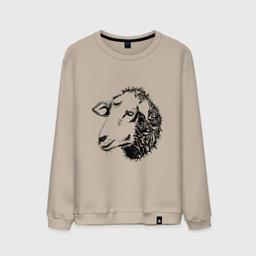 Мужской свитшот хлопок с принтом Black and White Sheep в Тюмени, 100% хлопок |  | animal | sheep | голова | животное | овечка | шерсть